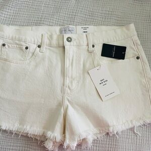 Lucky Cream Distressed Jean Shorts
